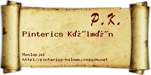 Pinterics Kálmán névjegykártya